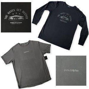 Pink Dolphin Spell Out Shirt NEW + Long Sleeve Shirt Mens 3XL Unique Gray Black